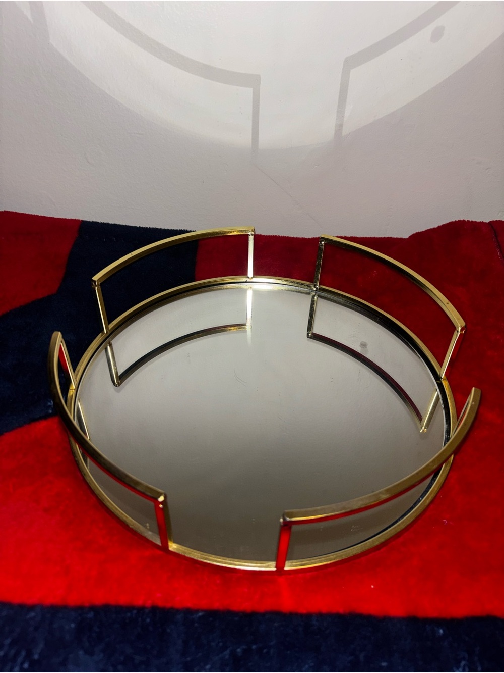 T.J.Maxx Gold Mirrored Round Tray with Raised Frame